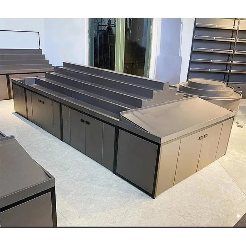 أرفف سلم من الخشب الصلب لمتجر الفاكهة، أرفف عرض الفاكهة، خزائن عرض ناكاجيما، سلع فولاذية وخشبية متعددة الطبقات