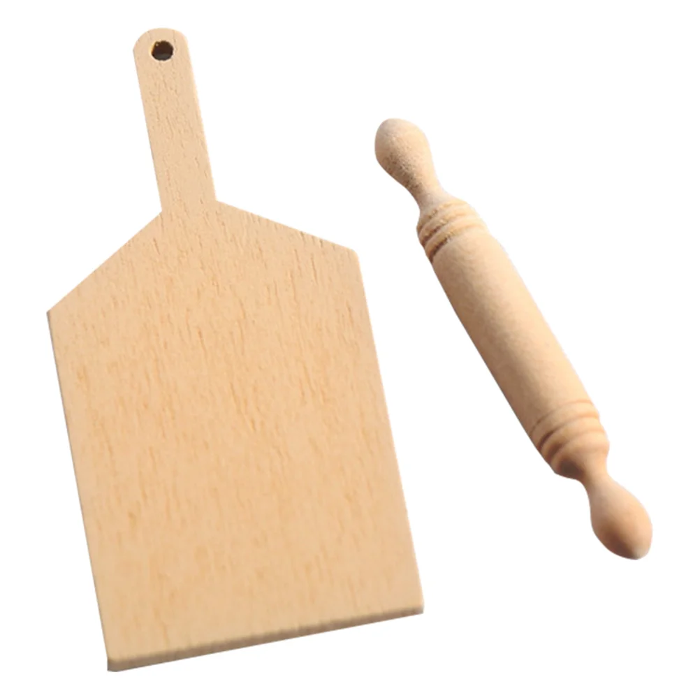 Rolling Pin Cutting Board Childrens Toys Kids Mini Play House Miniature Wood Micro Scene