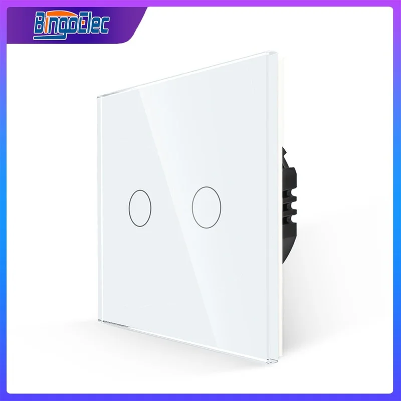 

Bingoelec Touch Light Switch 1/2/3 Gang 1 Way Luxury Wall Switch EU Power Sensor Switches White Black Grey Gold With Glass Panel