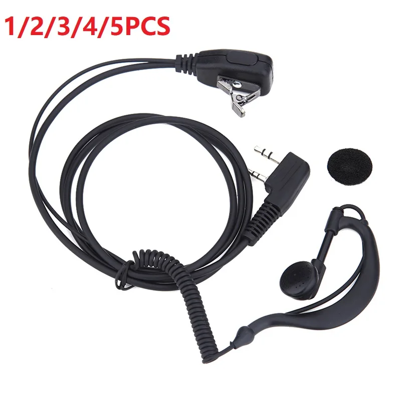 1/2/3/4/5 PCS 2 PIN Earpiece Headset PTT MIC 1m Ear Hook Walkie Talkie Earbud Interphone Earphone Earpiece for UV5R/KENWOOD/HYT