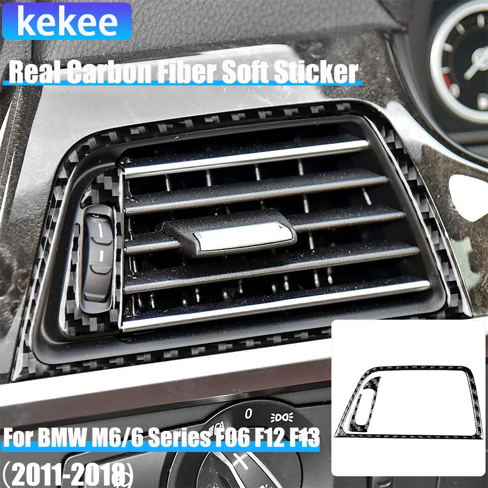 

Real Carbon Fiber Car Accessories Dashboard Driver Side Air Vent Cover Sticker For BMW 6 Series/M6 F06 F12 F13 M Sport 2011—2018