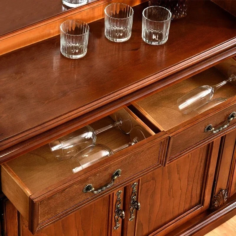 Massivholz-Sideboard-Schrank, Wandmontage, Haushaltsaufbewahrung, Esszimmer-Aufbewahrung, Teeschrank, Weinschrank im europäischen Stil