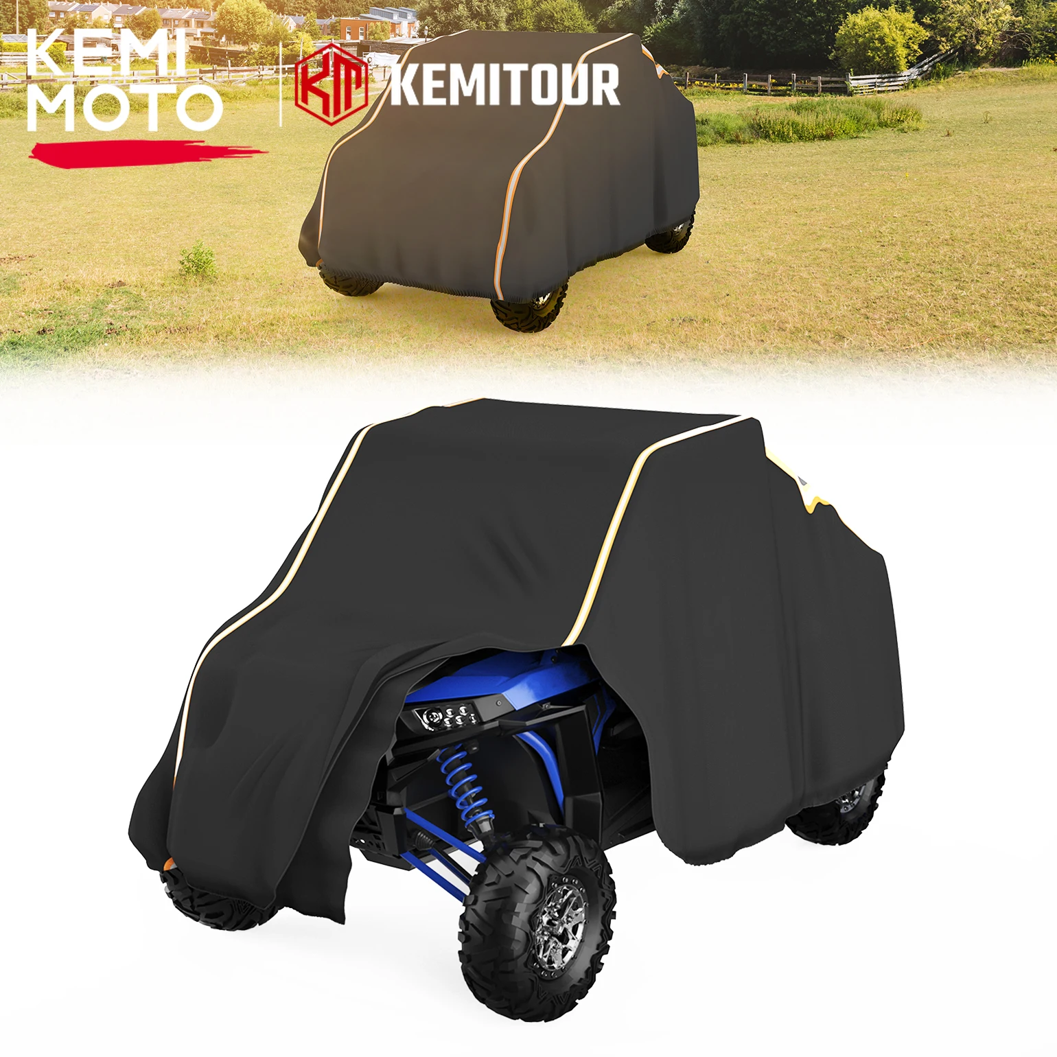 

2-дверный чехол UTV, сверхпрочная водонепроницаемая ткань Оксфорд со светоотражающими полосками, совместимый с Polaris RZR для CFMOTO ZForce 500 800