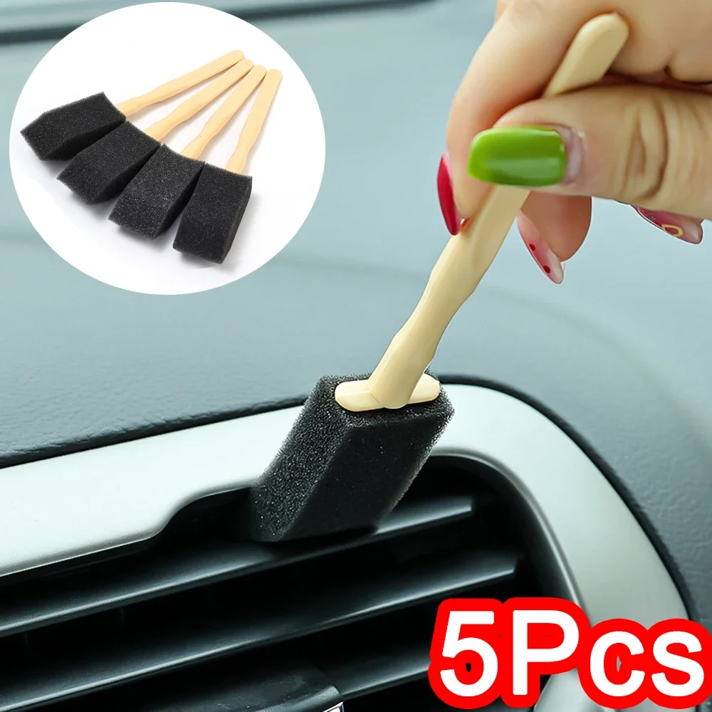 Car Air Outlet Cleaning Sponge Brush Washing Dust Removal Soft Sponge Head Conditioner Grille Cleaner Interior Detailing Brush