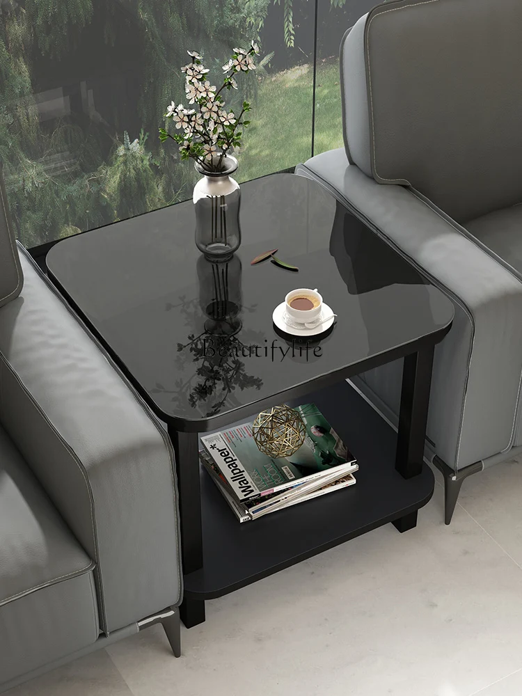 Office Sofas Tea Table Square Small Tempered Glass Side Table Corner Table