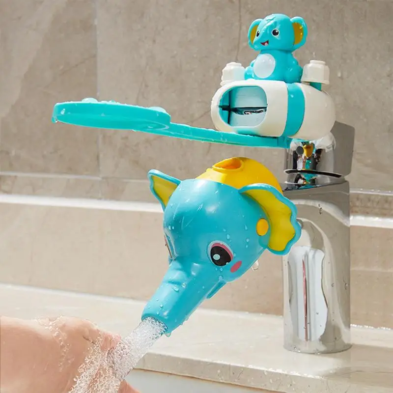 Cute Elephant Smooth Water Tap Handle and Nozzle Extender Waterproof Bathroom Sink Faucet Extender for Kids Boys and Girls