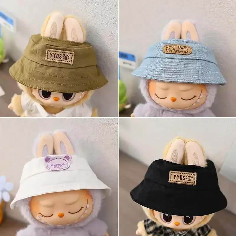 For 17cm LABUBU hat sit party macaron outfit doll bucket Hat Cute Doll Accessories Kids Girls Toys