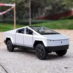 1:32 Tesla Cybertruck Pickup pressofusi in lega e veicoli giocattolo modello di auto giocattolo in metallo collezione di suoni e luci giocattolo per bambini