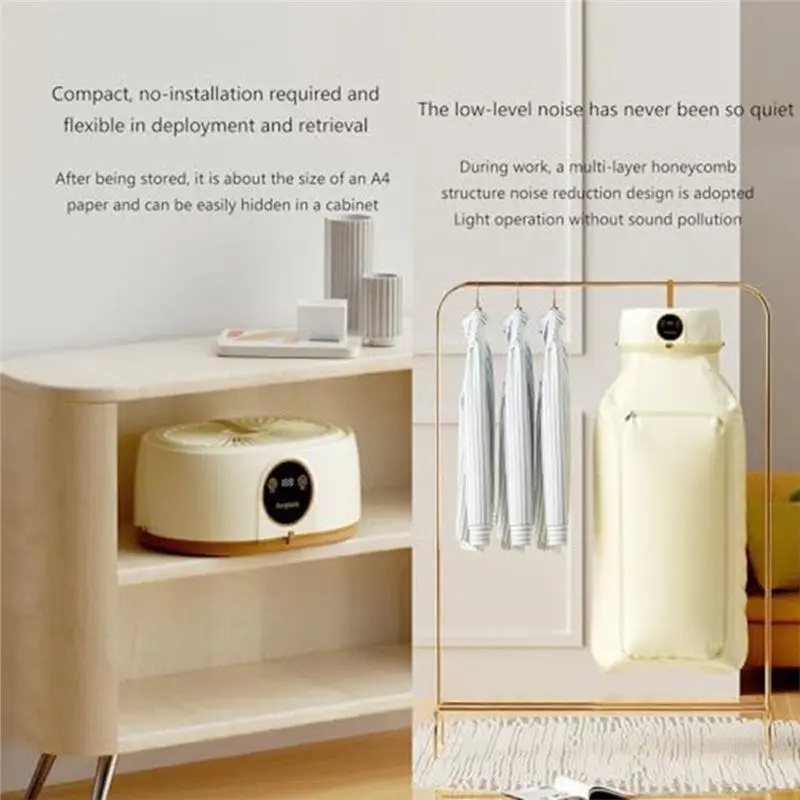 مجفف ملابس محمول A65Z مع قابل للطي تلقائيًا، آلة تجفيف سريعة لاسلكية بدون استخدام اليدين للمنزل والسفر والشقق