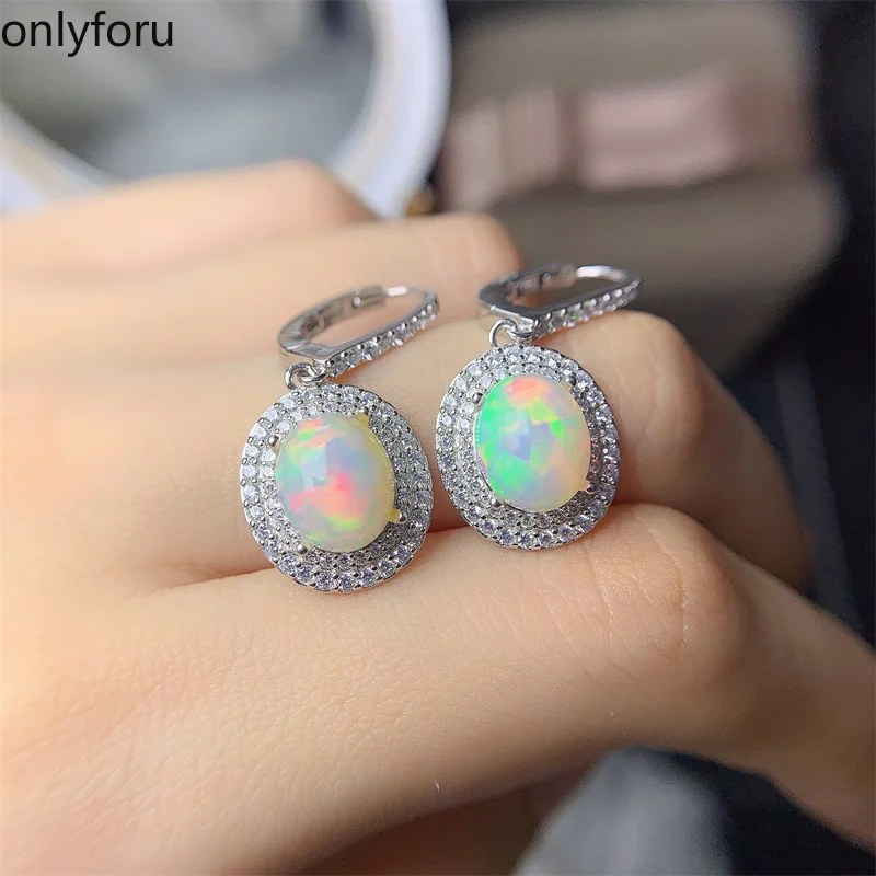 Natural Opal Earrings for Party 8mm*10mm Opal Drop Earrings Fashion 925 Silver Opal Jewelry Drop Earring