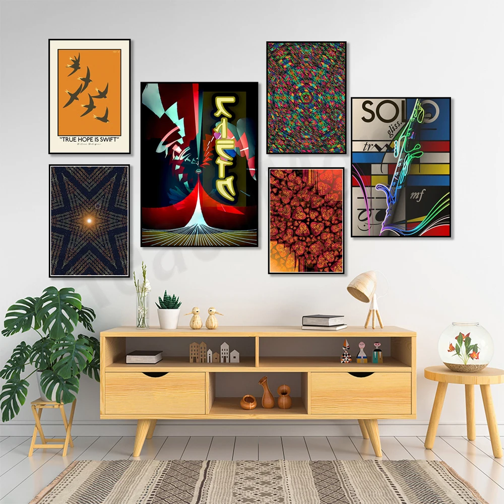 حب الصيف المتأخر: قلوب حمراء وأصفر، فن الموسيقى المنفردة الكلارينيت، تصميم السماء المرصعة بالنجوم، ملصق موسيقى ورقة النجوم، فن الطيور