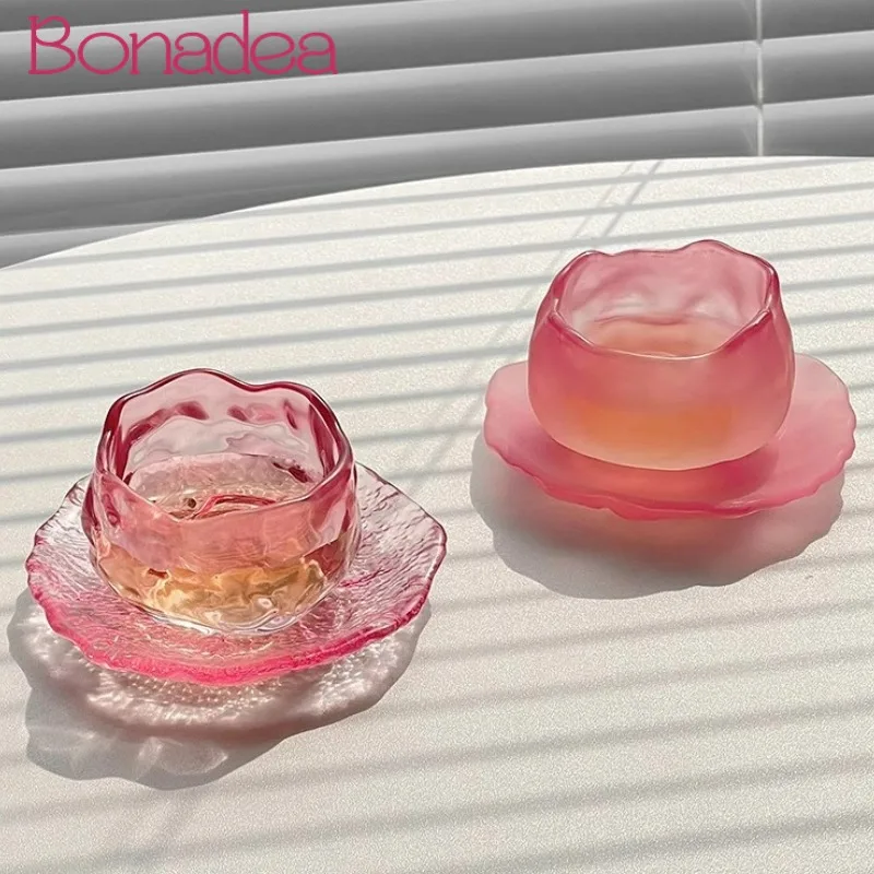 

LH pink teacup irregular wine glass creative glasses cup set kitchen tools