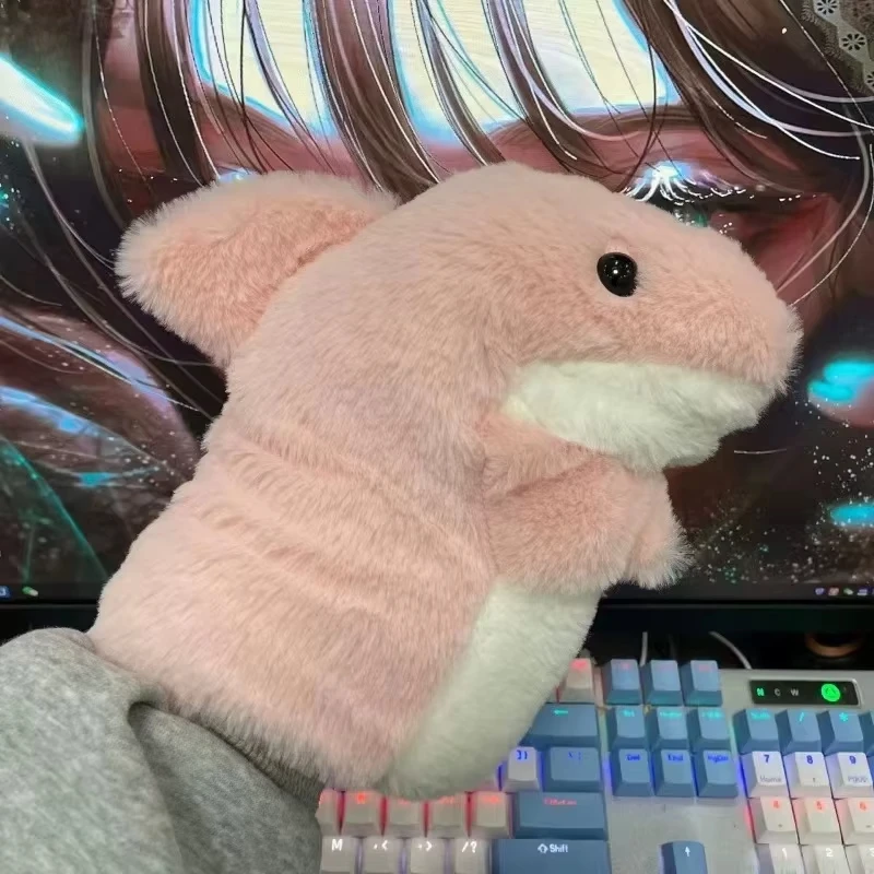 20cm Greedy Little Shark Hand Puppet Gloves With Open Mouth Plush Shark Hand Interactive Toy Battle Kids Children Gifts