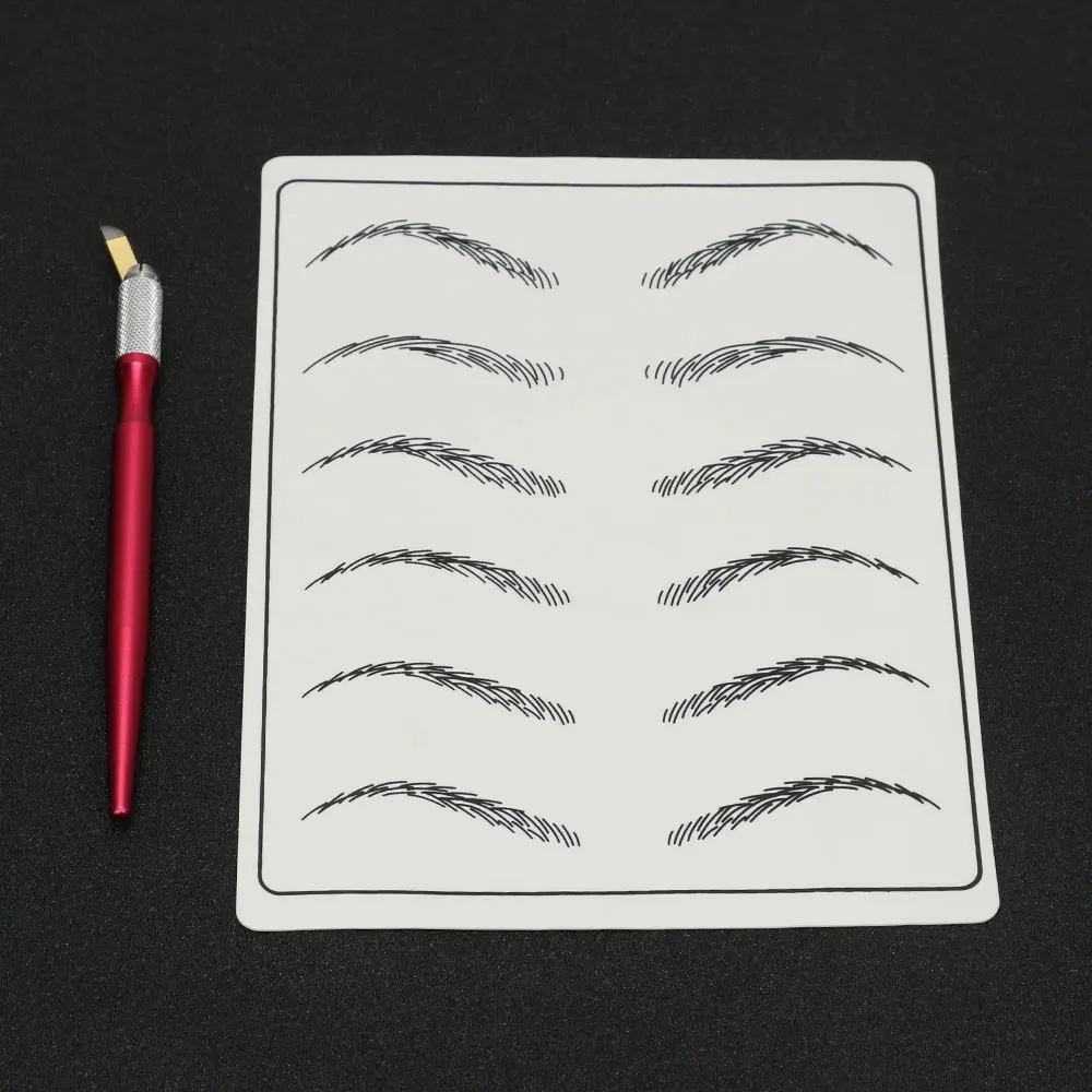 1/3/5/10pcs Tattoo Eyebrow Template Practice Skin Permanent Makeup Synthetic Leather Tattoo Beginner No Ink Practice Tool