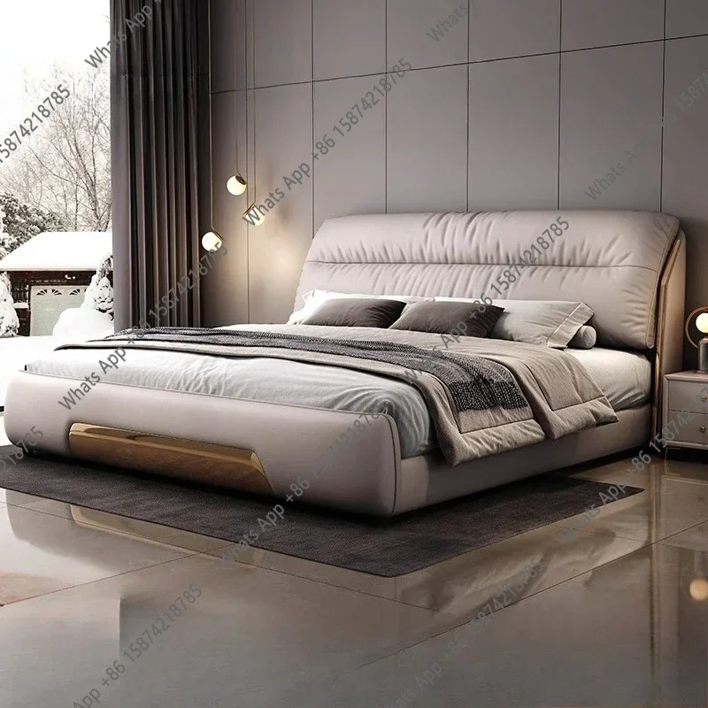 N63 Double Bed Deluxe Bedroom Girls Fully Safe Marriag Modern Furniture Sleeping Platform Space Saving Wooden Bed King Size