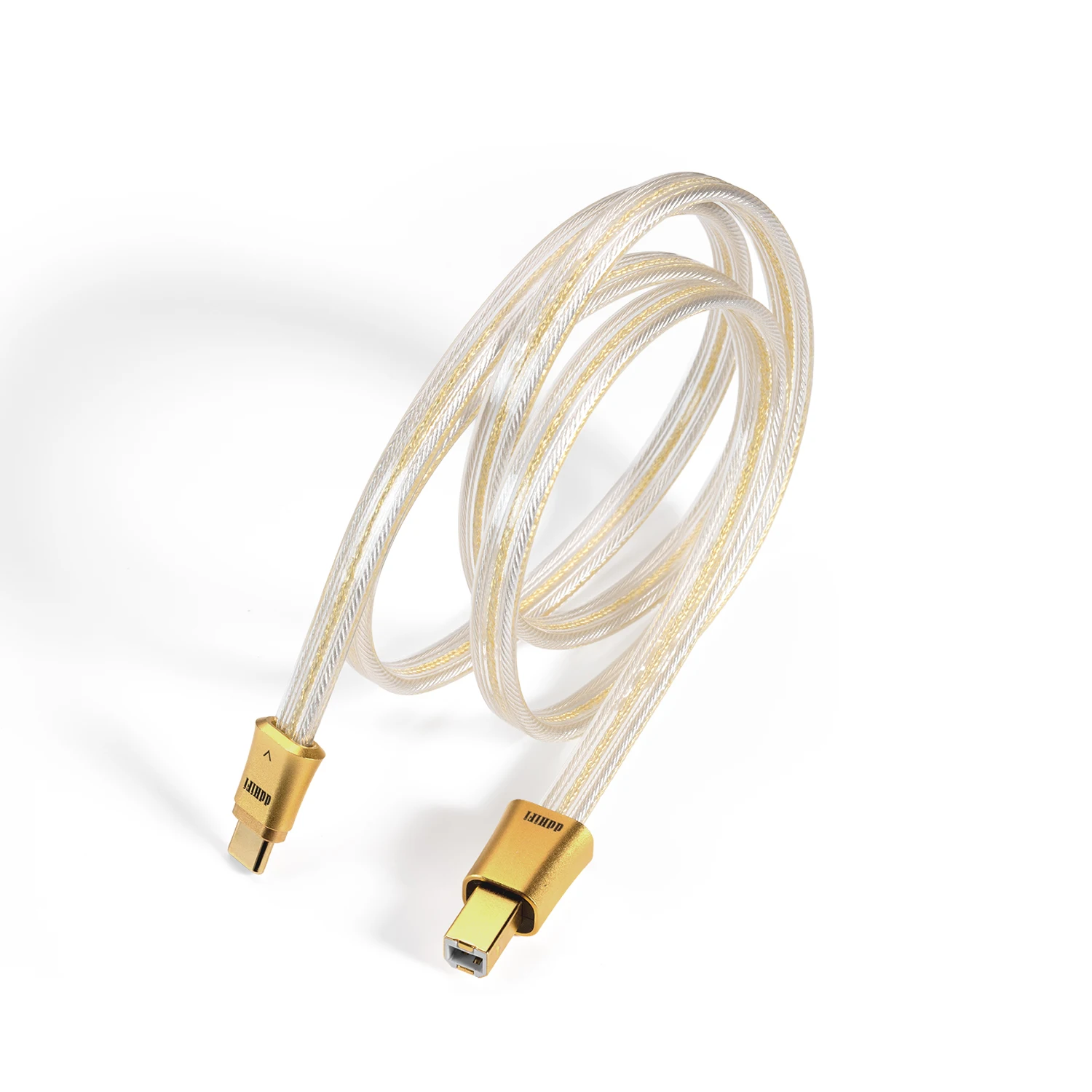 DD ddHiFi TC19BC Gold USB-C to USB-B Pure Silver Digital Cable for HiFi DAC AMP, 5 Parallel Conductors 4N OCC Silver Wire 100cm