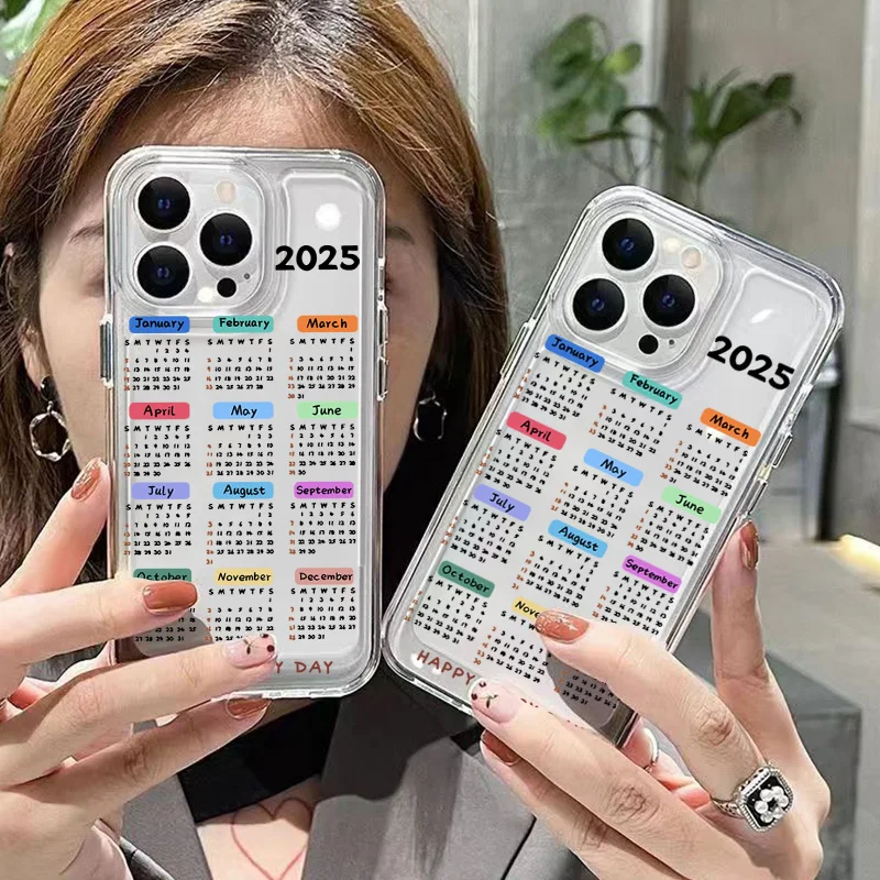 Phone Case For Xiaomi 14T Pro 13 12 11 Lite 5G 14 13T 12T Poco F6 F5 X6 X5 X3 M6 Pro F3 2025 New Year Snake Calendar Clear Cover