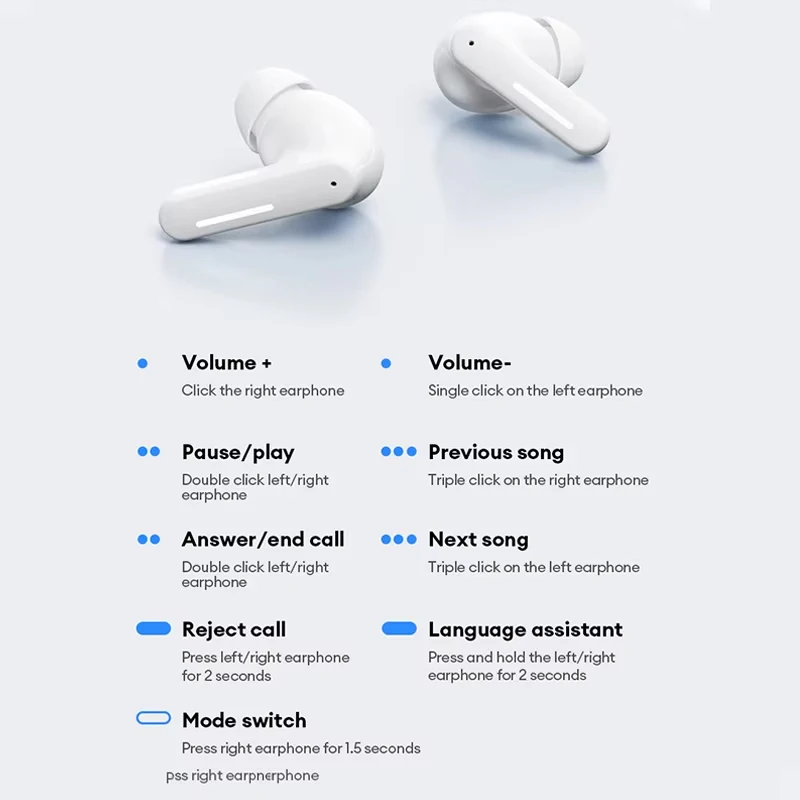 Lenovo LE209 In Ear Wireless Earphones Low Latency Game Mode ENC Noise Cancelling 35H Playback Type C Fast Charging Portable NEW