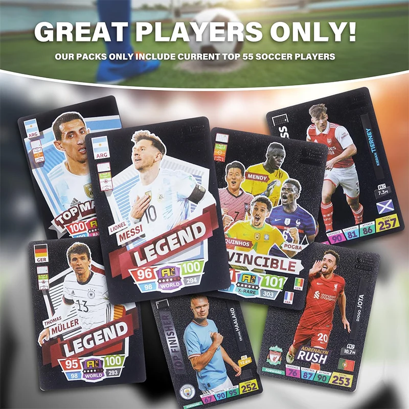 55Pcs World Football Stars Gold Foil Card Contains 55 of The World\'s Greatest Soccer Stars Collection Card Great Gift