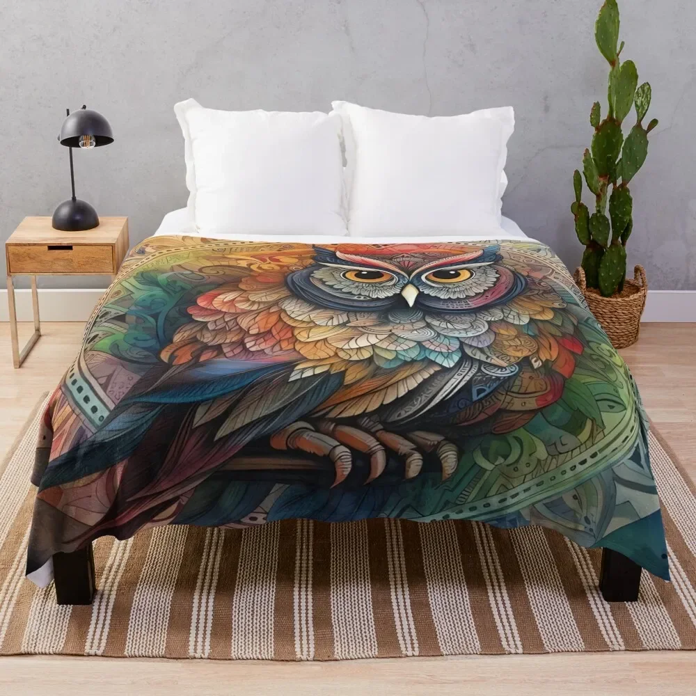 

Mandala Owl decor Throw Blanket Hairy Nap Comforter Blankets