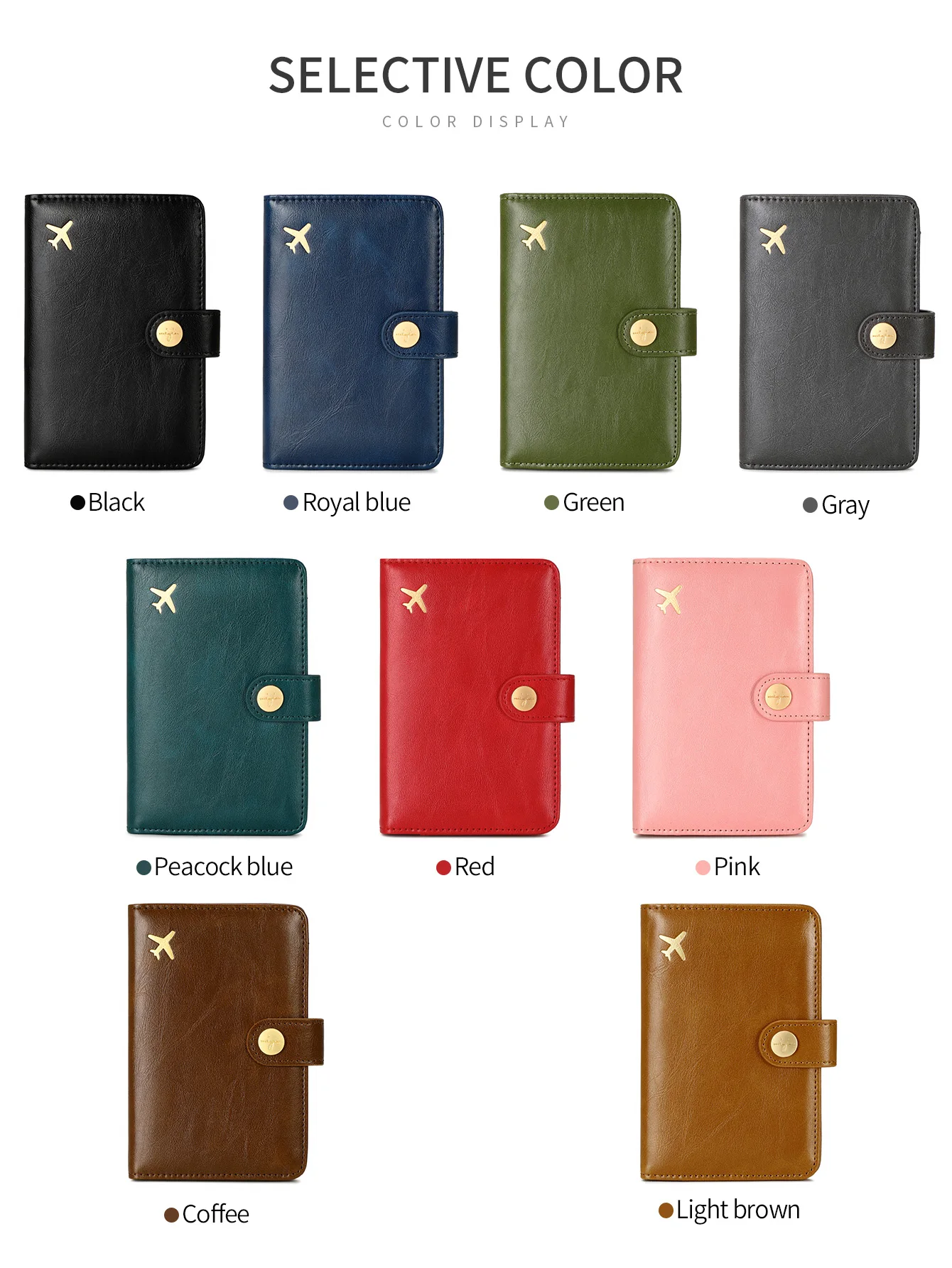 Minimalist and fashionable RFID passport clip multifunctional PU leather wallet case ID card credit card holder travel accessory