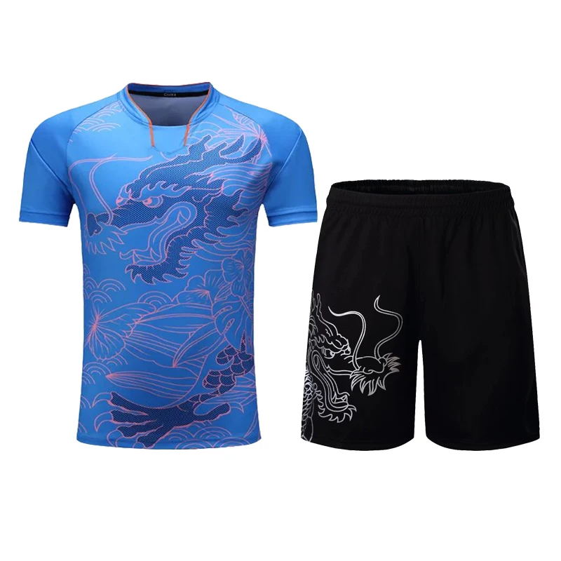 Ensemble de vêtements de tennis de table imprimé dragon pour hommes, femmes, filles, garçons, enfants, adultes, uniforme de ping-pong trempé, offre spéciale, 2023