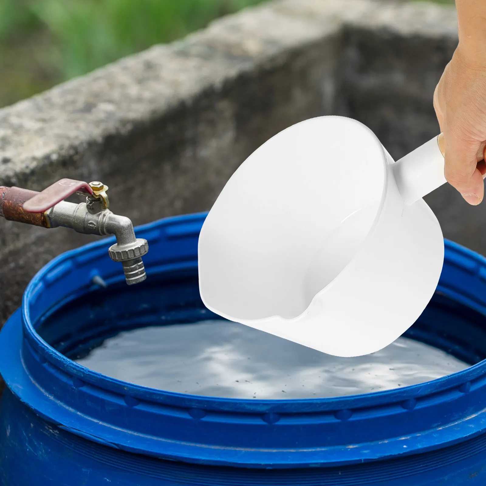 

Home Accessories Water Scooper with Long Handle Plastic Dipper Bamboo Ladle Bailer Soup