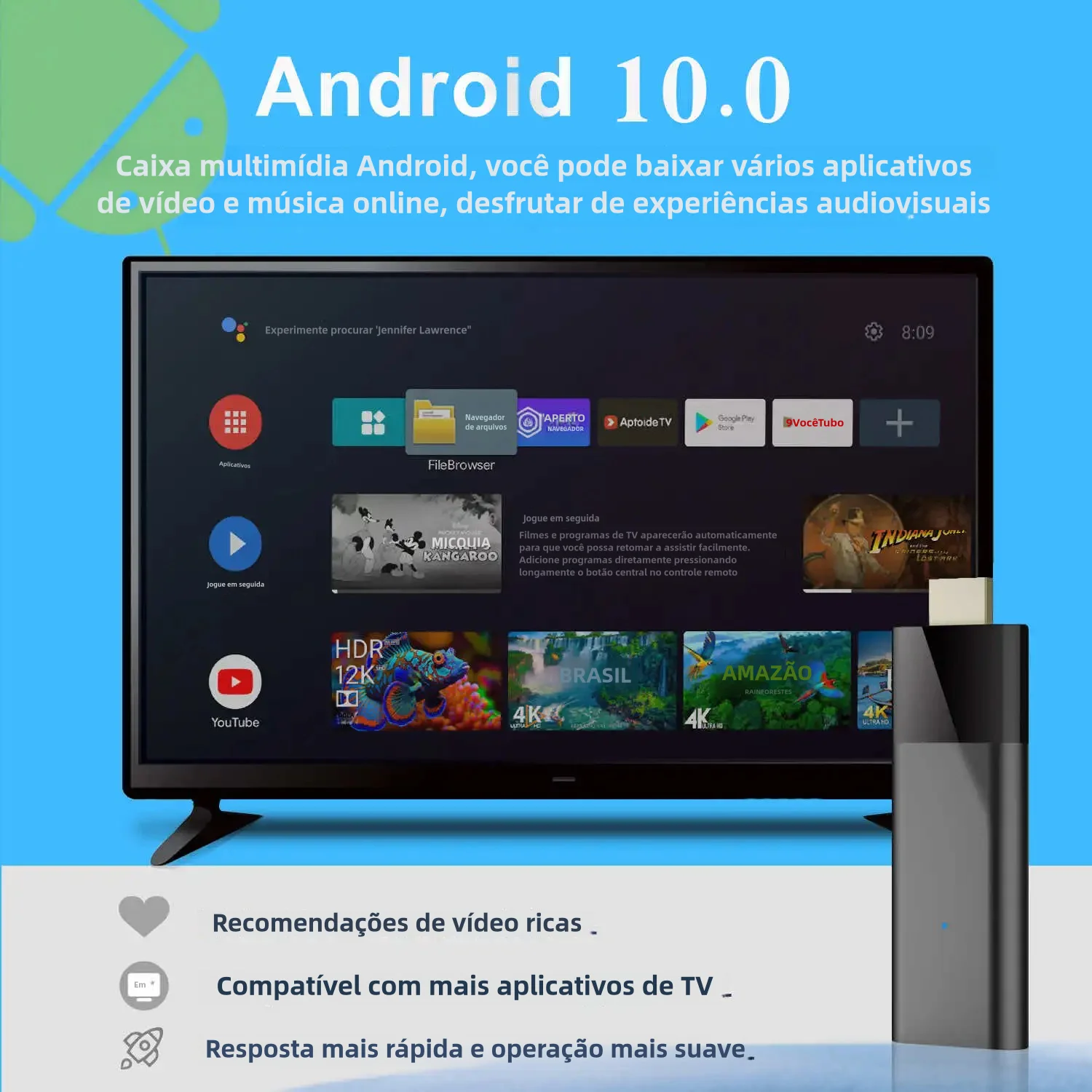 Q6 Android 10 TV stick HDR set top OS 4K 1080p wifi6 2.4/5.8g smart TV sticks for Google YouTube netslide network media player