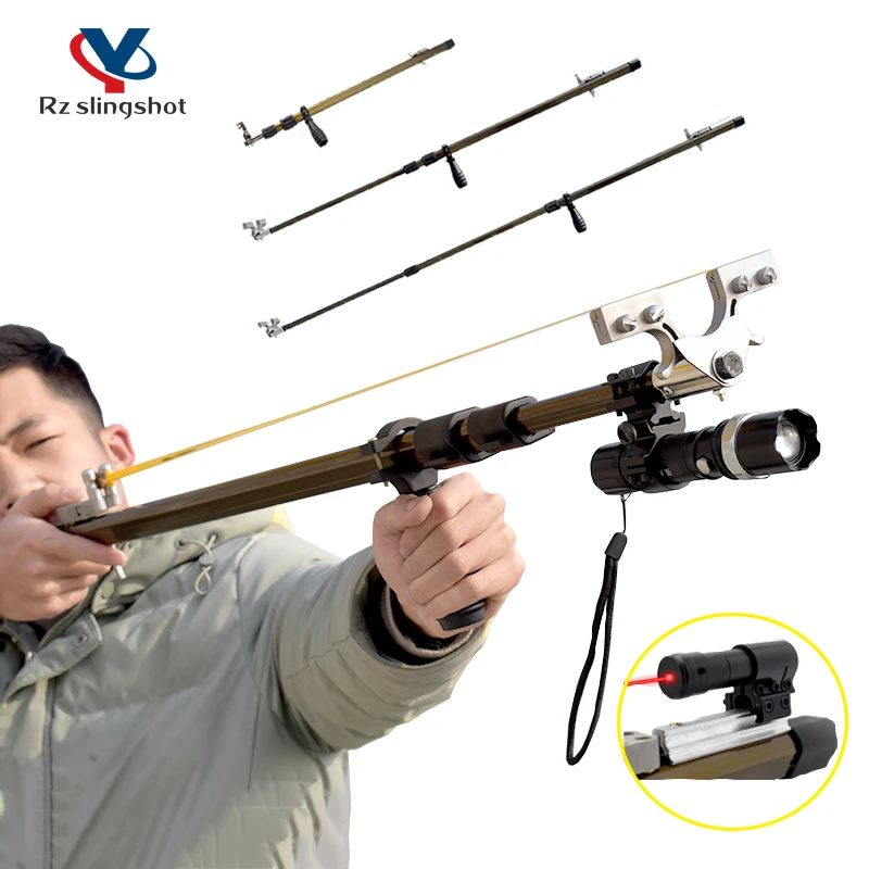 Telescopic Folding Slingshot High Quality Long-range Shooting Laser Aiming Crossbow Tool for Outdoor Hunting Accessories Toy