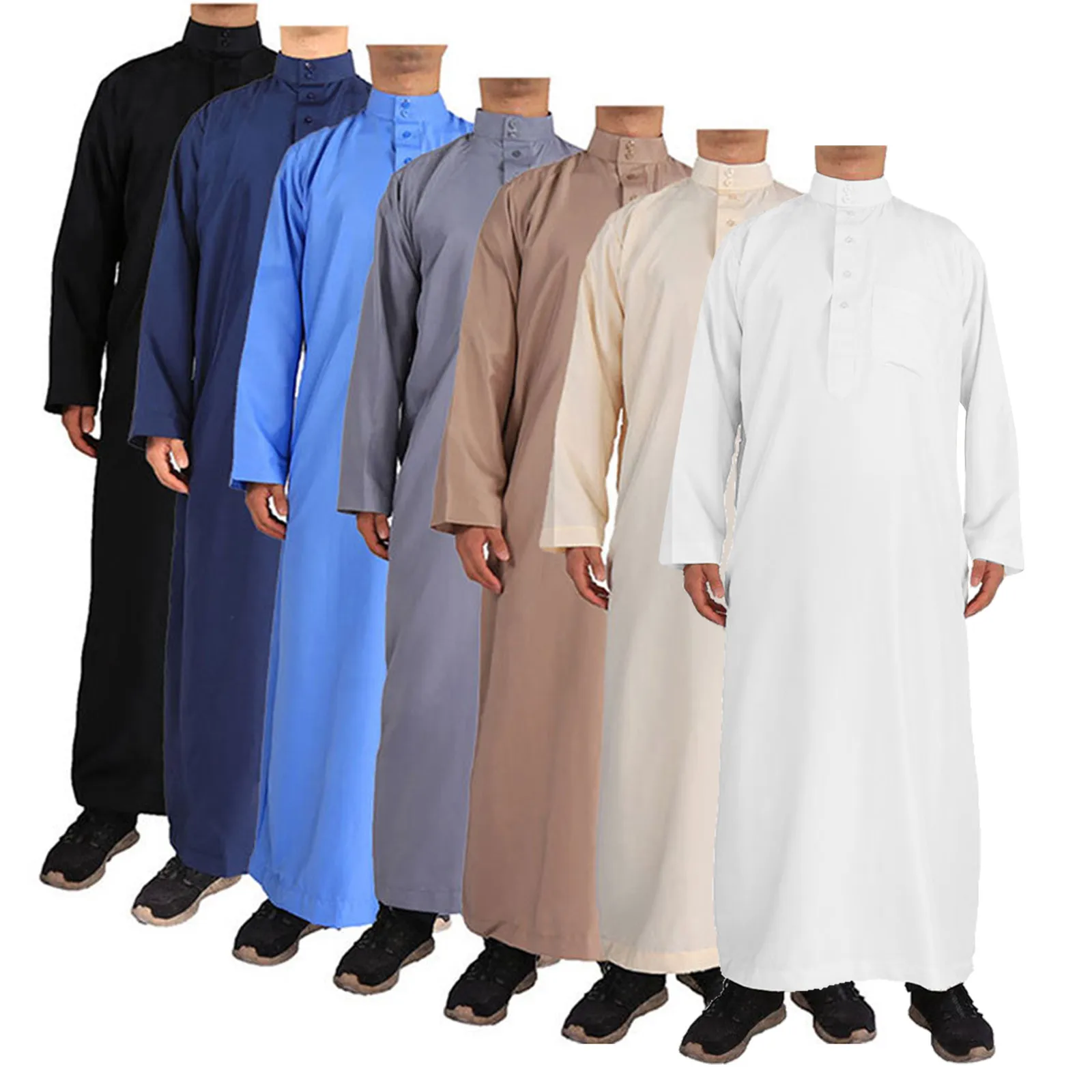 

Muslim Men Clothing Islam Dress Fashion Caftan Black Thobe Saudi Arabia Kaftan Abaya Turkey Dubai Luxury Robe Pakistan Moroccan