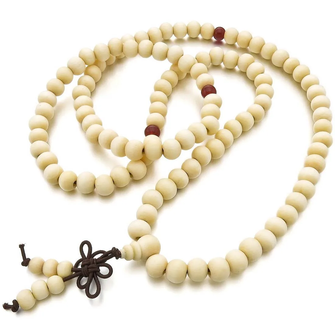 8mm Wood Necklace Tibetan White Sandal 108pcs Bead Buddhist Prayer Bracelet Man, Woman