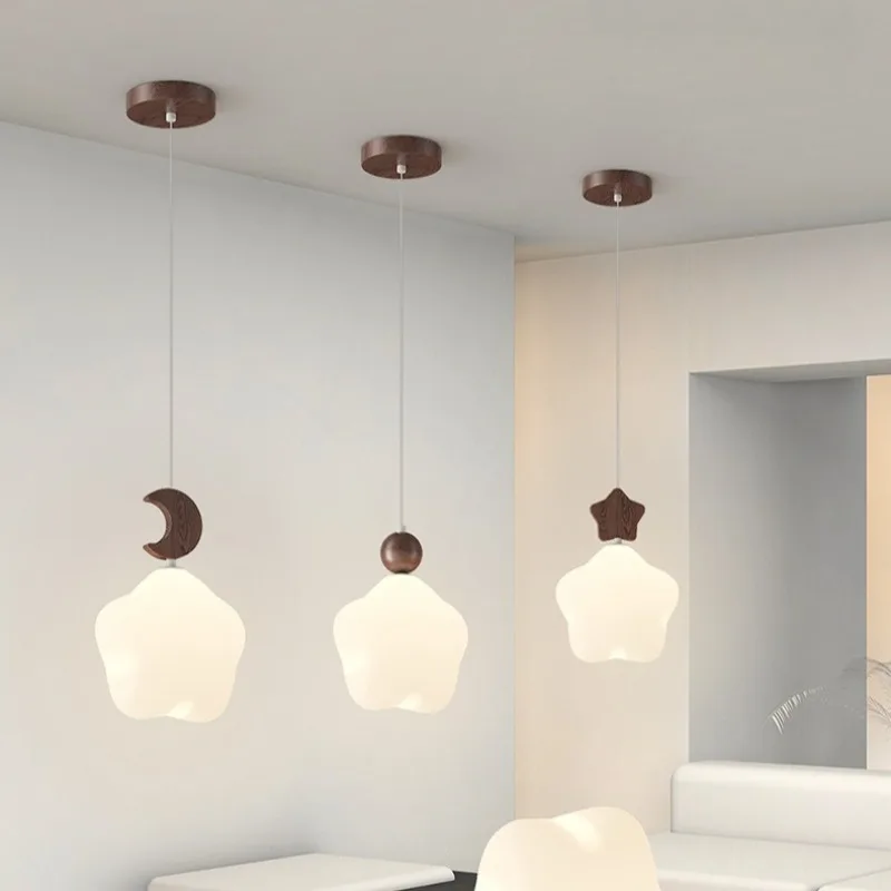 

Cream Wind Bedroom Chandelier Creative Moon Star Children's Style Pendant Lights Modern Simple and Warm Bedside Lamp
