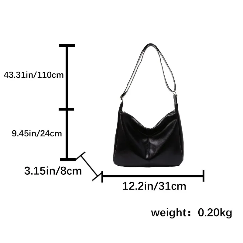 Autumn and Winter Retro PU Shoulder Large Capacity Messenger Bag Commuter Dumpling Bag Lady Crossbody Bag