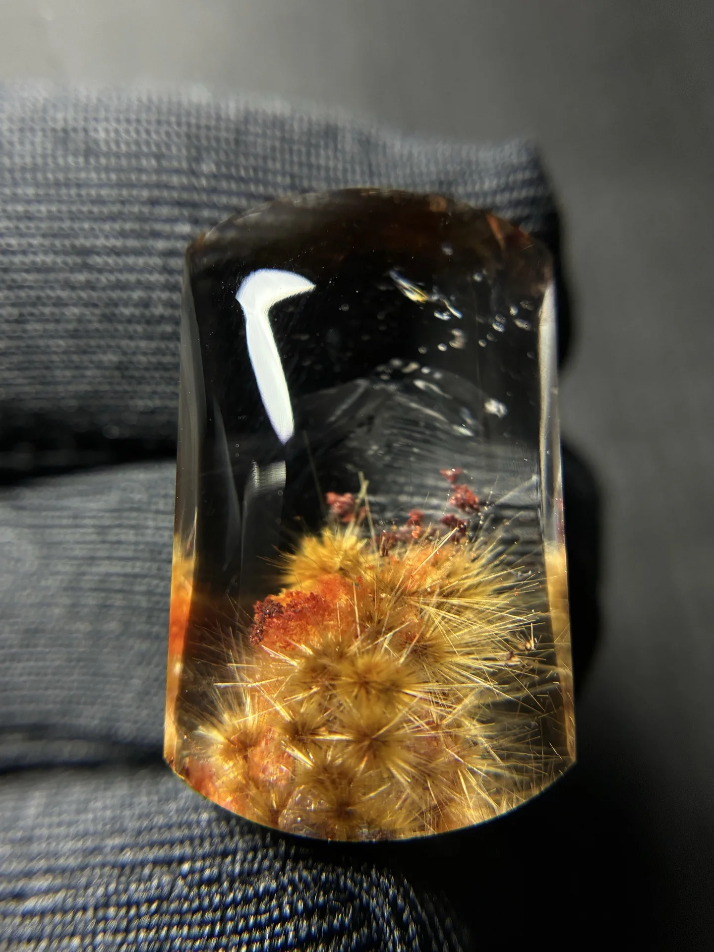 Natural Gold Rutilated Quartz Rectangle Pendant Flower 25*15.2*9.5mm Rutilated Quartz Flower Men Women Brazil AAAAAAA