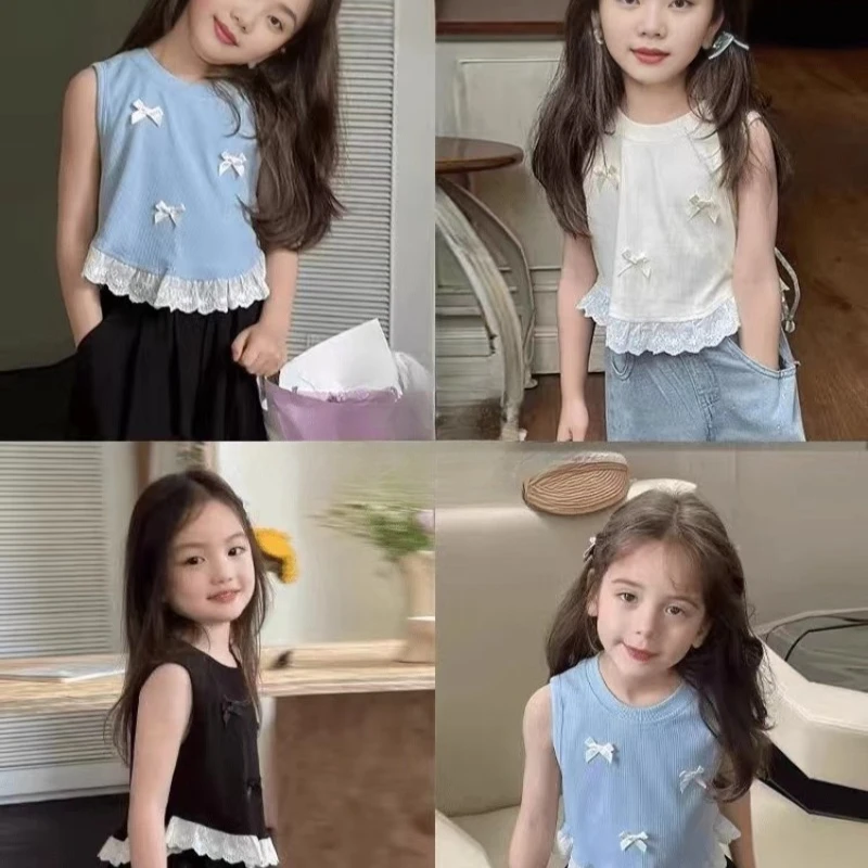 Girls Bow Lace Tank Top 3