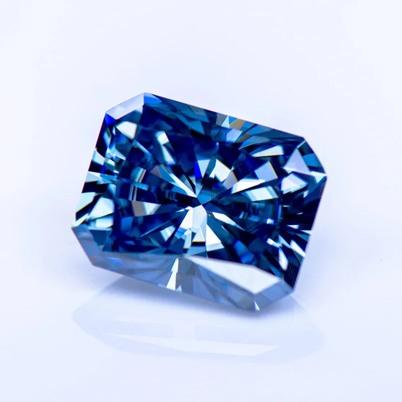 Moissanite Stone Radiant Cut Natural Color Royal Blue GRA Authentication Lab Grown Diamond Advanced Jewelry Making Materials