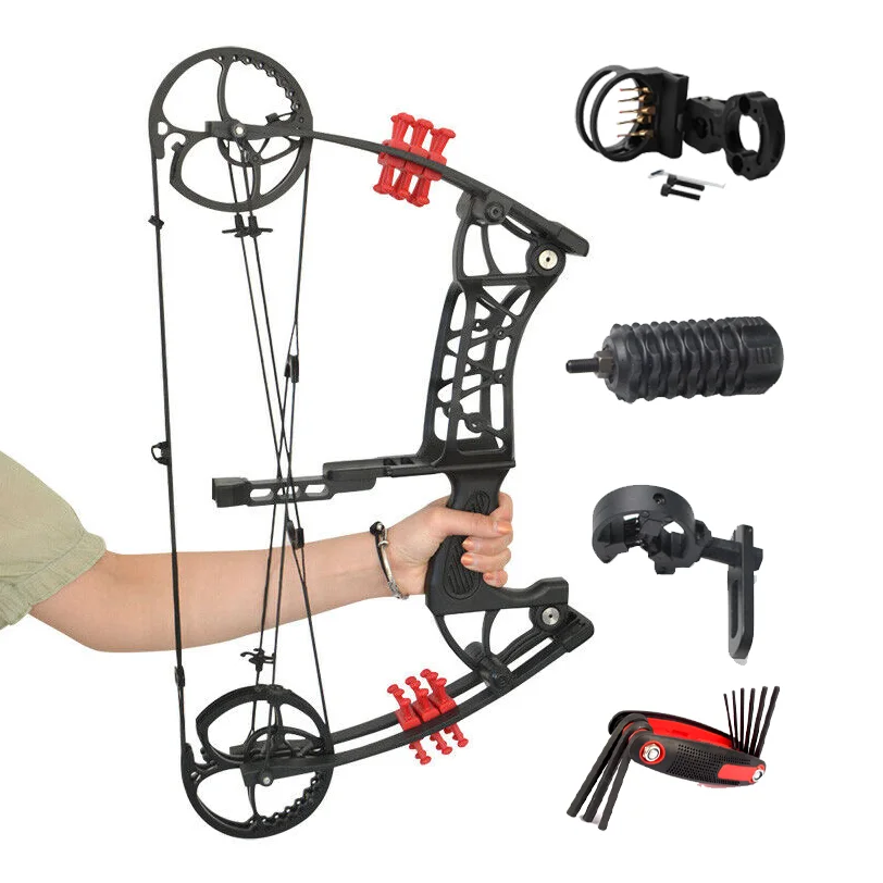 

Archery Compound Bow 30-60lbs Steel Ball Fishing Hunting Catapult Dual-use Catapult Hunting Set
