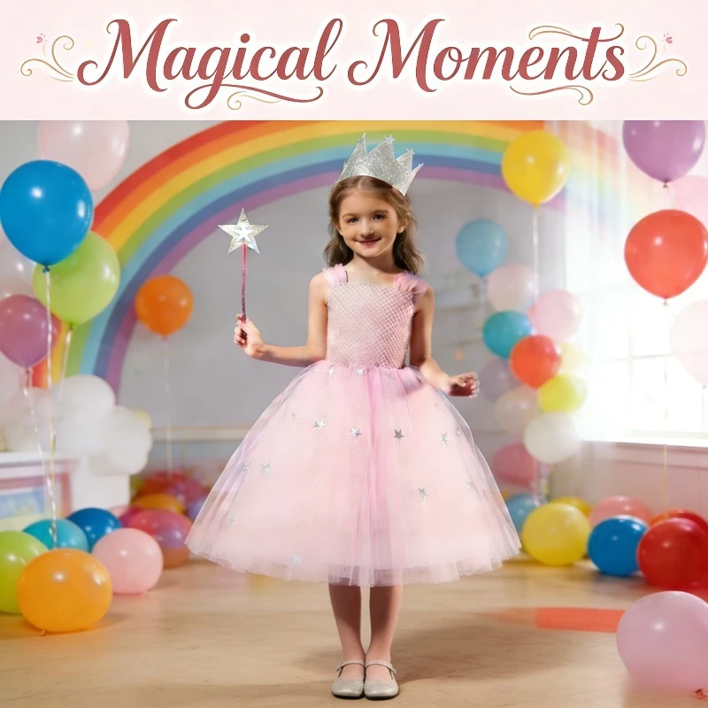 

Elegant Pink Long Princess Dress for Stage Performance Party Cosplay Sweet Fantasy Gown Women Formal Performance Costume