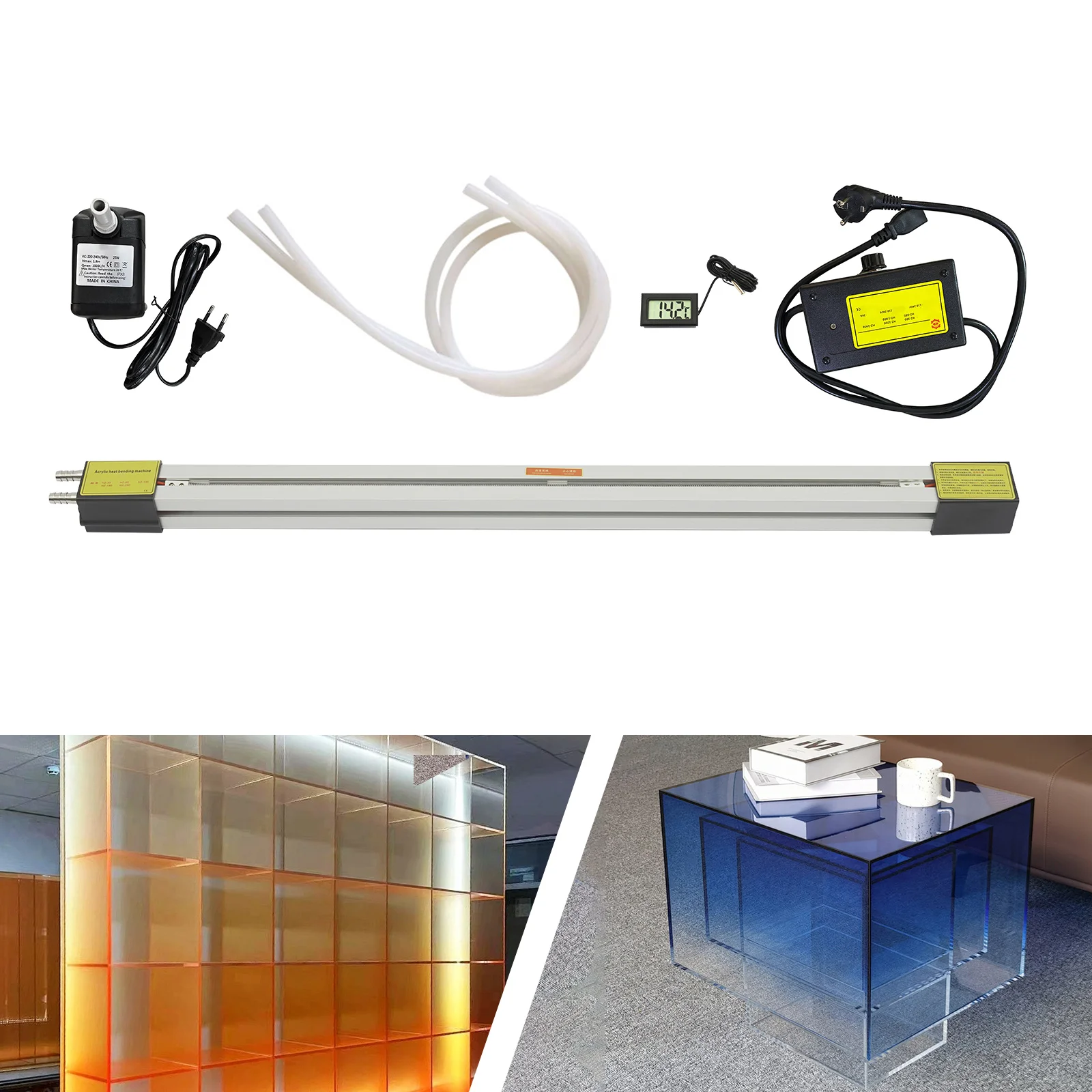 800W Manual Plastic Acrylic Heater Bending Machine 110V Hot Heating 1mm-6mm Bender W/Water Thermometer&Temperature Controller