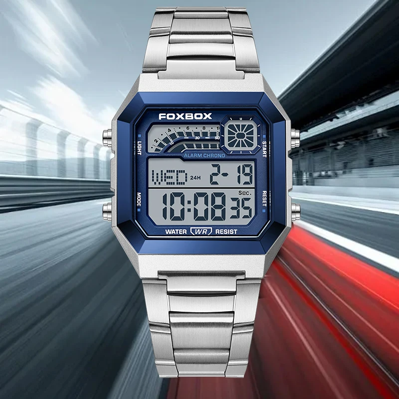 FOXBOX Fashion Luxury Digital Man Watch Casual Sports Date Waterproof Luminous Watches for Men Movement Electronic Watches Male