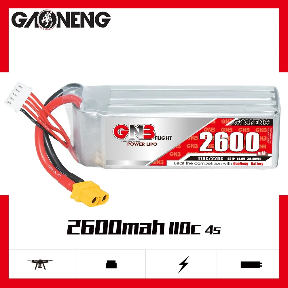 GNB 2600mAh 110C 3S/4S/6S Fixed Wing Model RC UAV Model Power Battery