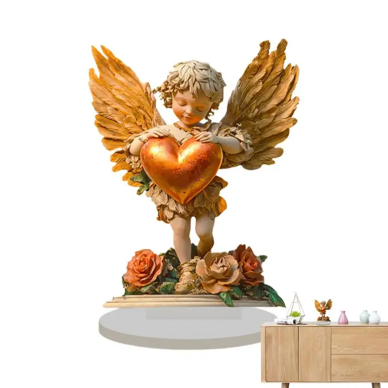 

Valentines Day Golden Angel Flat Decorative Angel Signs 2D Acrylic Christmas Tree Decoration Funny Angel Table Signs for Home