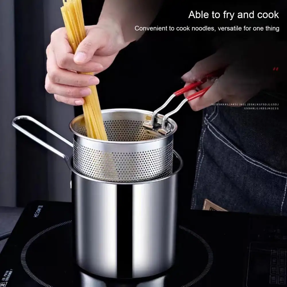 Foldable Storage Fry Pan Durable Fry Pan 304 Stainless Steel Multifunctional Mini Fryer Pot with Good Heat Conductivity Japanese