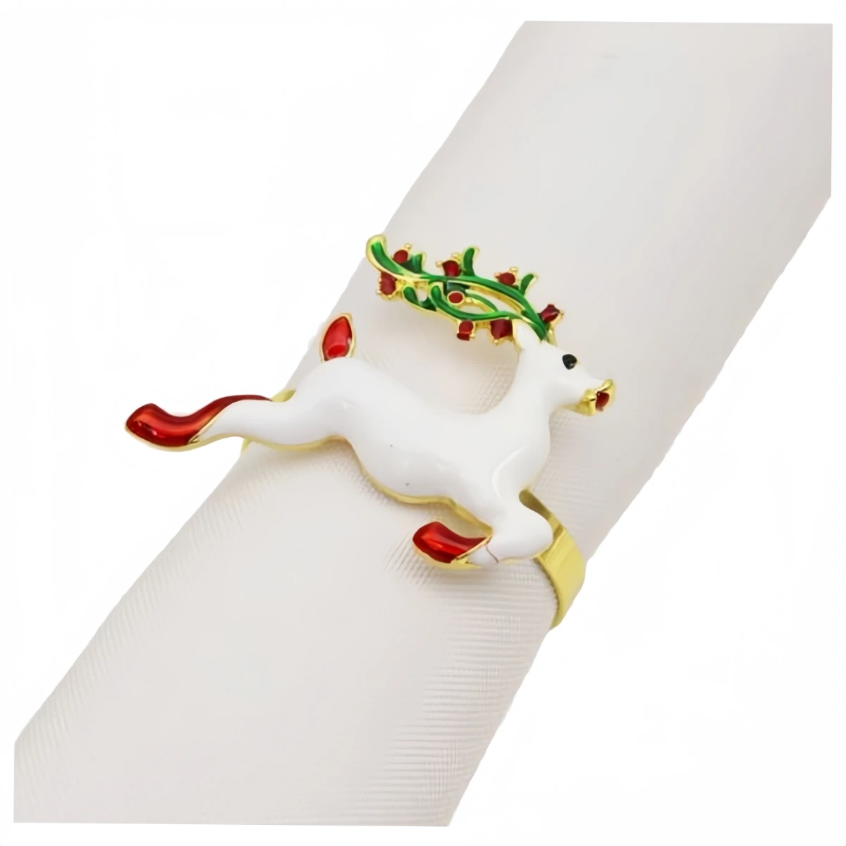 10pcs/lot New Hotel Napkin Ring Christmas White Deer Napkin Button Metal Napkin Ring Cloth Ring Day Party Desktop Decoration