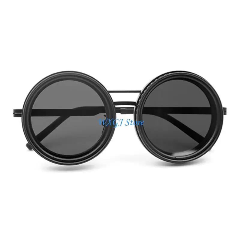 

37JE Polarized Steampunk Sunglasses with Unique Metal Frame Classical Round Sunglasses