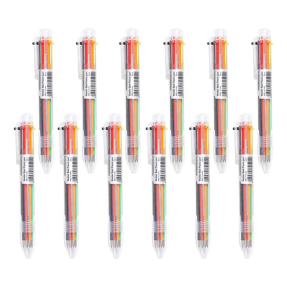 

12Pcs Ballpoint Pens Retractable 0.7mm 6 Color Multicolor Pens for Note Taking Drawing Student Stationery Office School Supplies