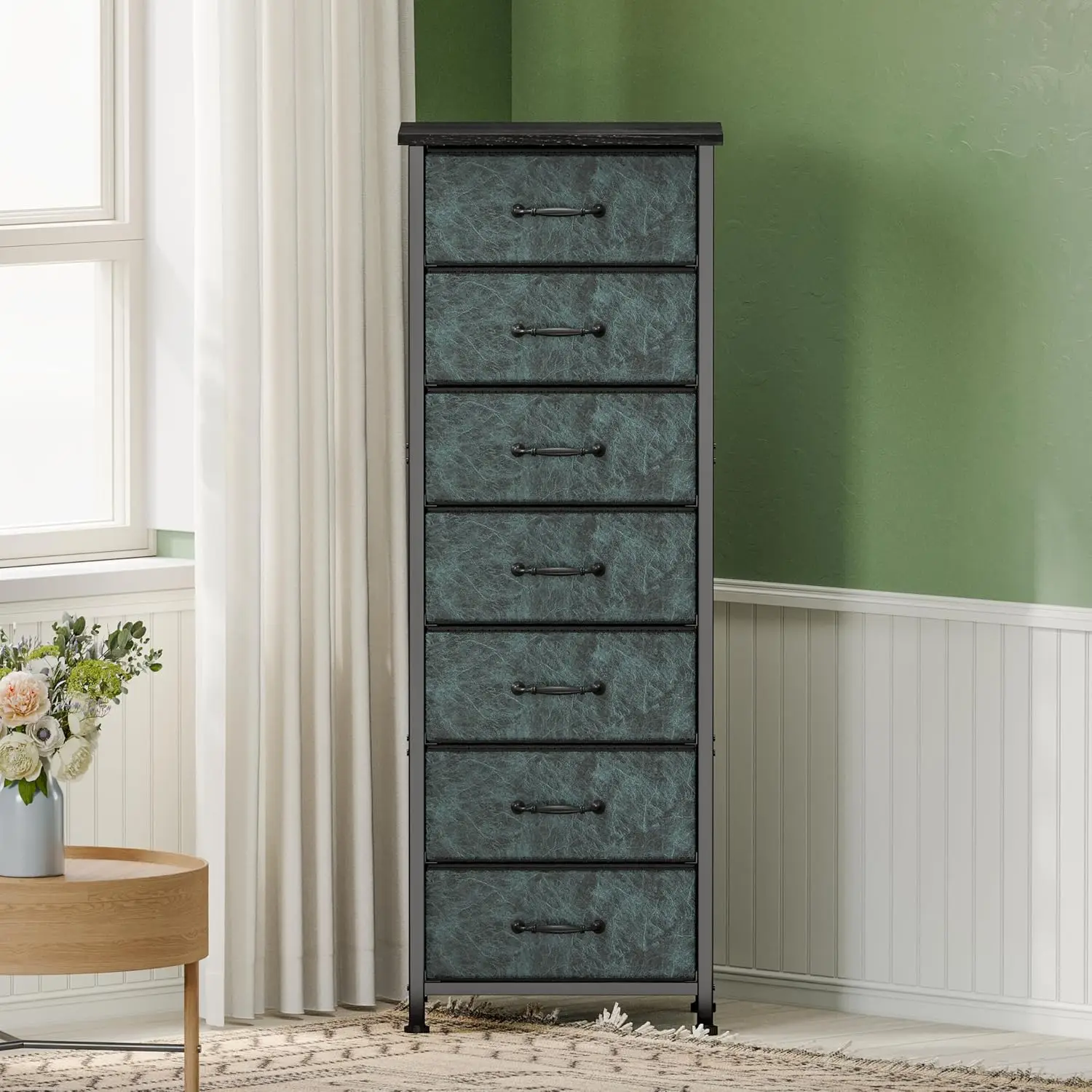 

Tall Dresser for Bedroom, Storage Dresser Organizer with 7 Fabric Drawers, Nightstand Furniture in Closet, Entryway, Hallway,