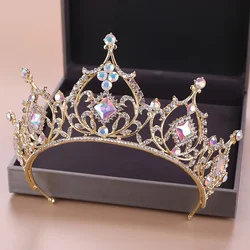 Handmade Gold Crystal Princess Tiara Crown Bride Jewelry Hair Accessories Golden Crystal Crown