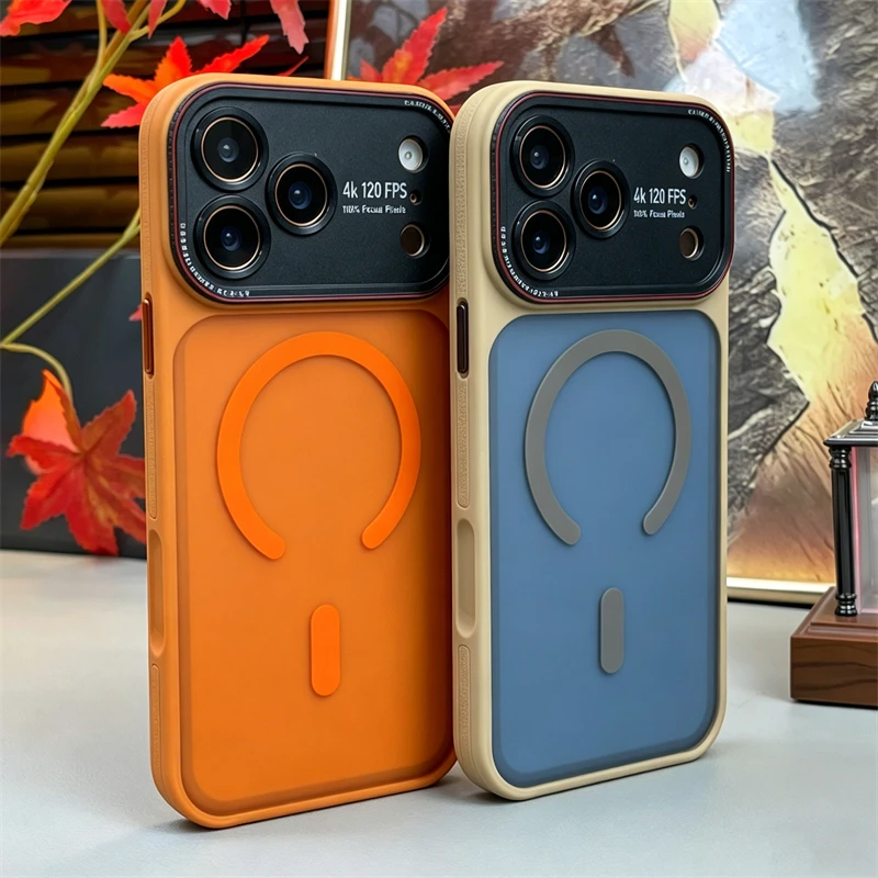 Luxuriöse Magnetische Matte Transluzente Stoßfeste Schutzhülle für iPhone 17 Air 16 15 14 Pro Max mit Magsafe-Ladefunktion