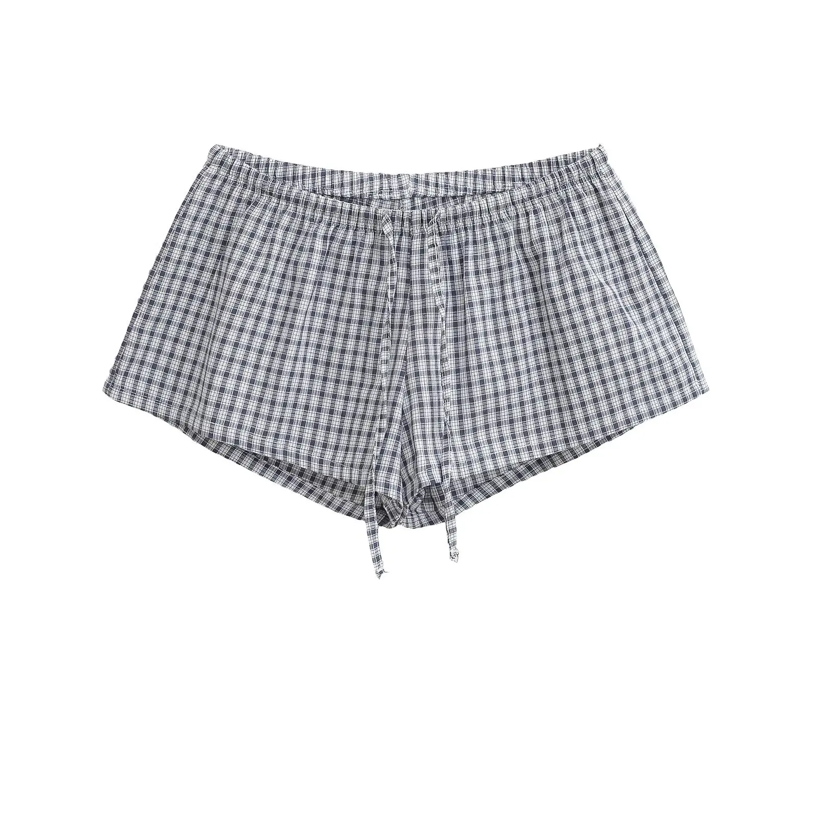 American Sle Plaid Elastico in vita Dstring orts Pantaloni da casa casual versatili estivi da donna Dritto Sottile Gamba larga Hot...